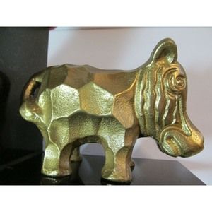 Hippopotamus bookend black granite metal Hippo